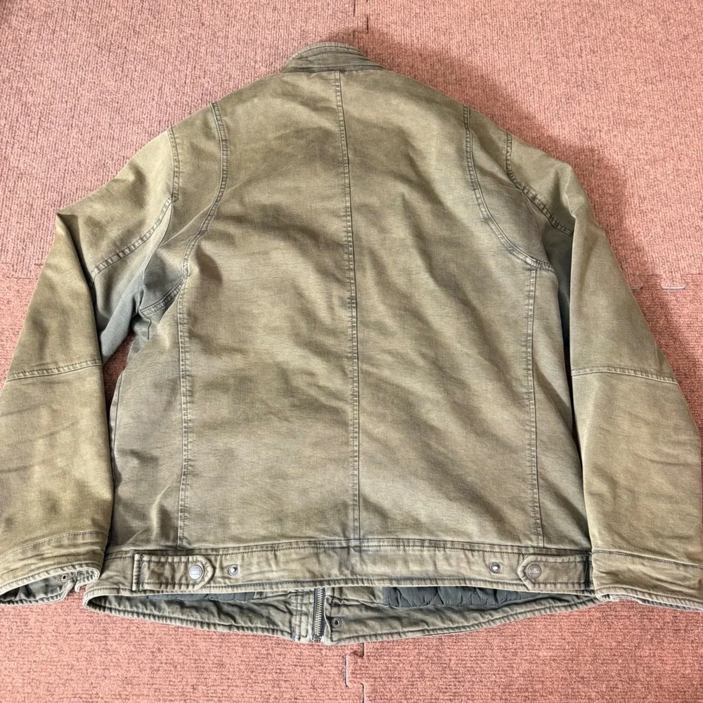 Vintage Levis Strauss Mens Field Jacket Olive‎ Green Canvas Quilted Lined Large